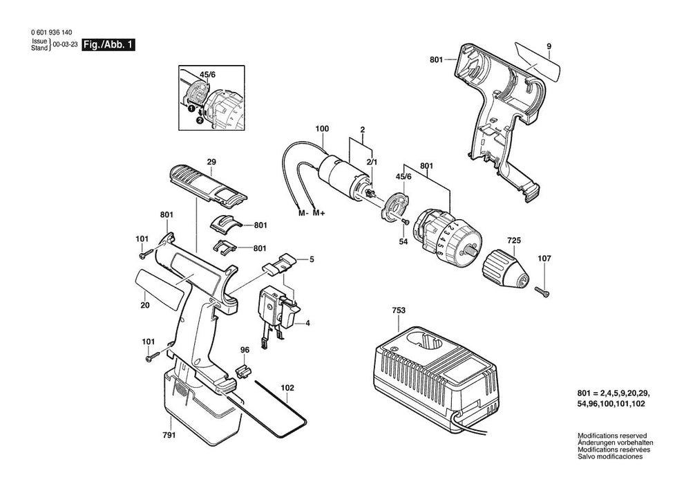 601936836 Bosch Cordless Drill Parts Diagram