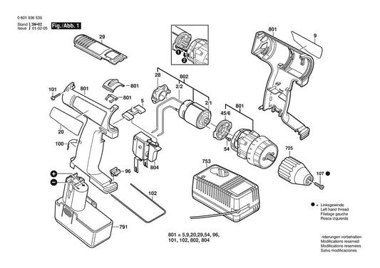 601936539 Bosch Cordless Drill Parts Diagram