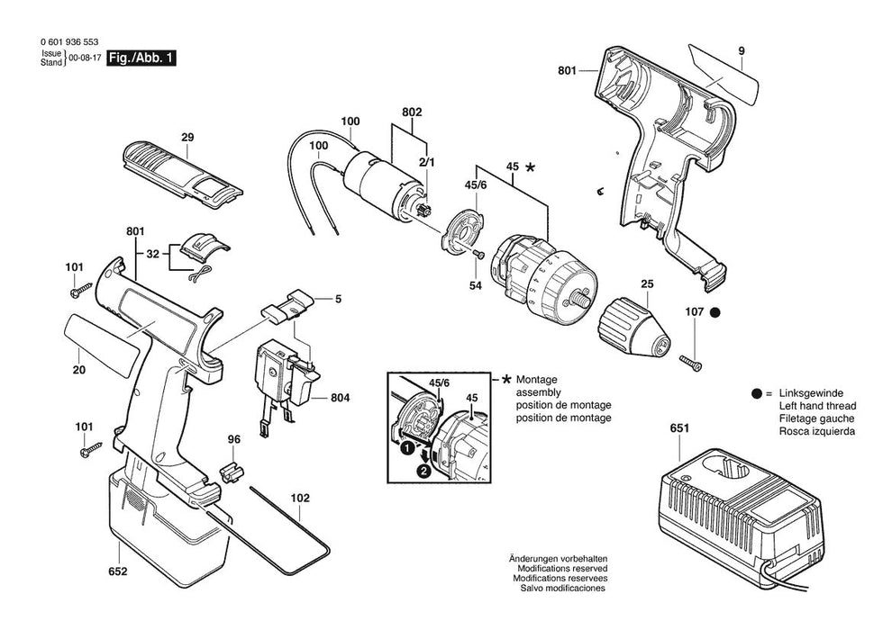 601936453 Bosch Cordless Drill Parts Diagram