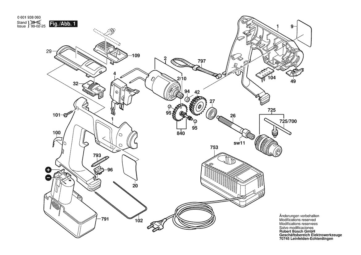 601938061 Bosch Cordless Drill Parts Diagram