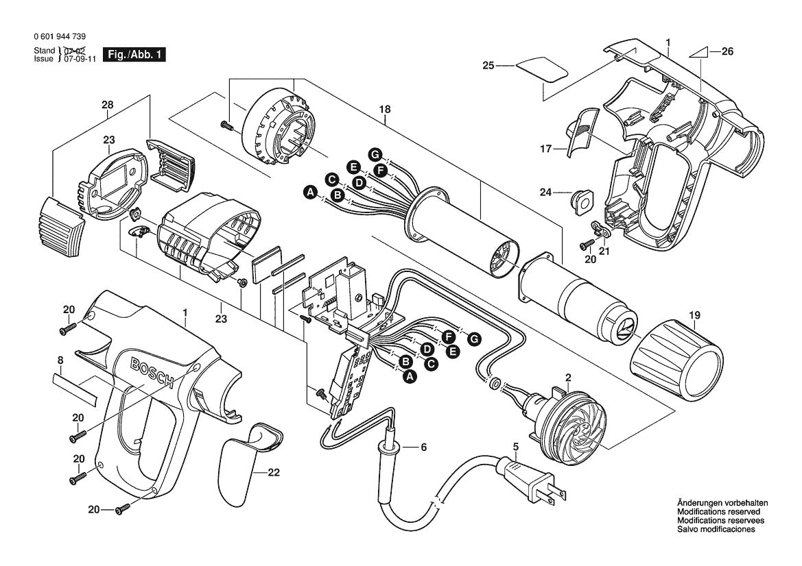601944739 Bosch Heat Gun Parts Diagram