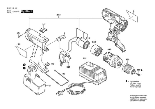 3650 (0601948460) Bosch 14.4V Drill Bosch Cordless Drill Parts Diagram