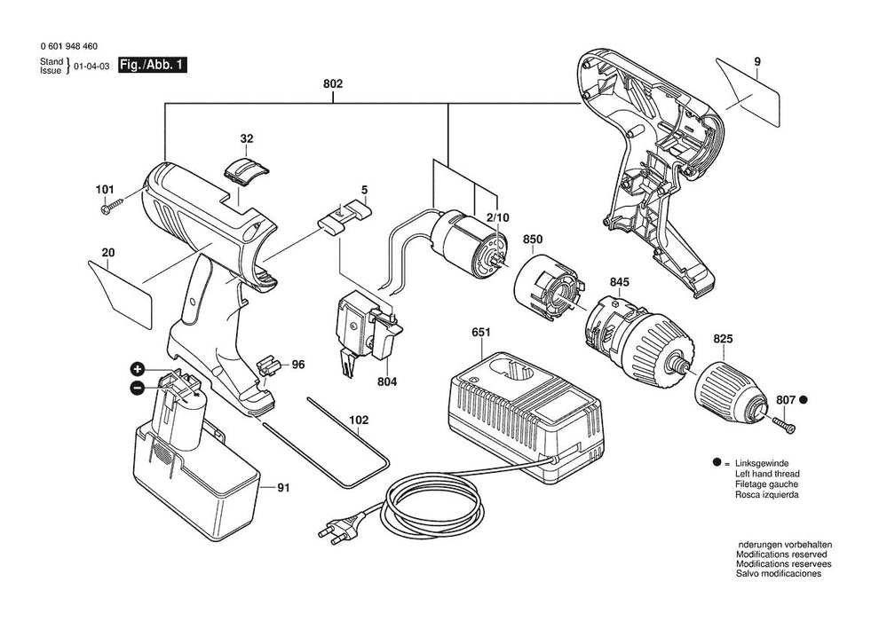 3650 (0601948460) Bosch 14.4V Drill Bosch Cordless Drill Parts Diagram