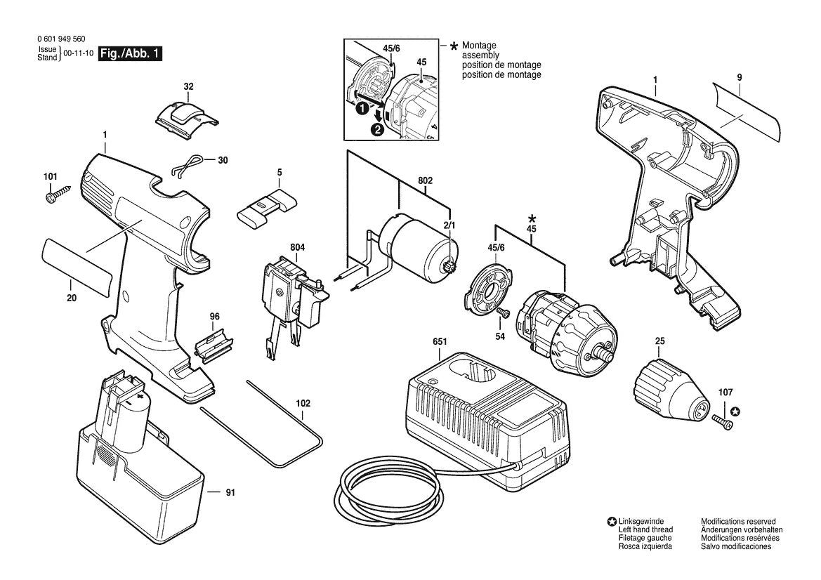 601949560 Bosch Cordless Drill Parts Diagram