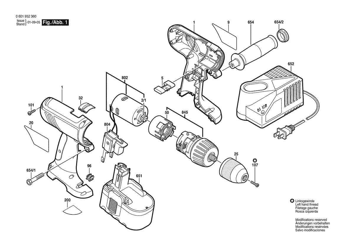 601952360 Bosch Cordless Drill Parts Diagram