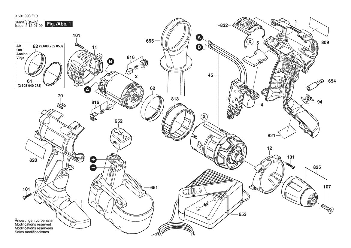 0601993F10 Bosch Cordless Drill Parts Diagram