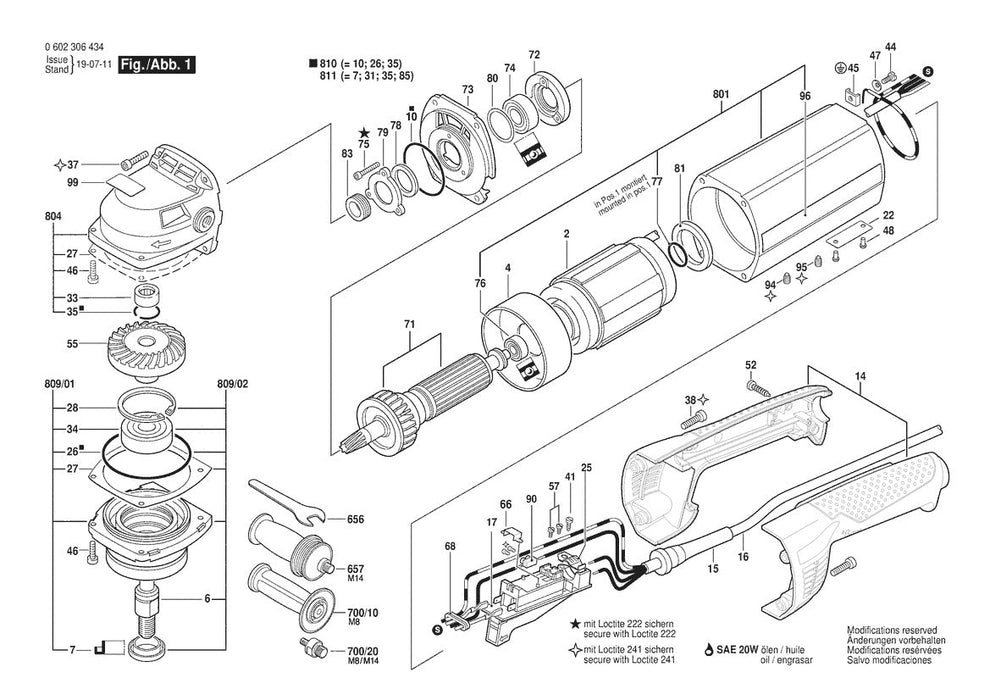 0602306434  Bosch Universal Angle Polisher Bosch Polisher Parts Diagram