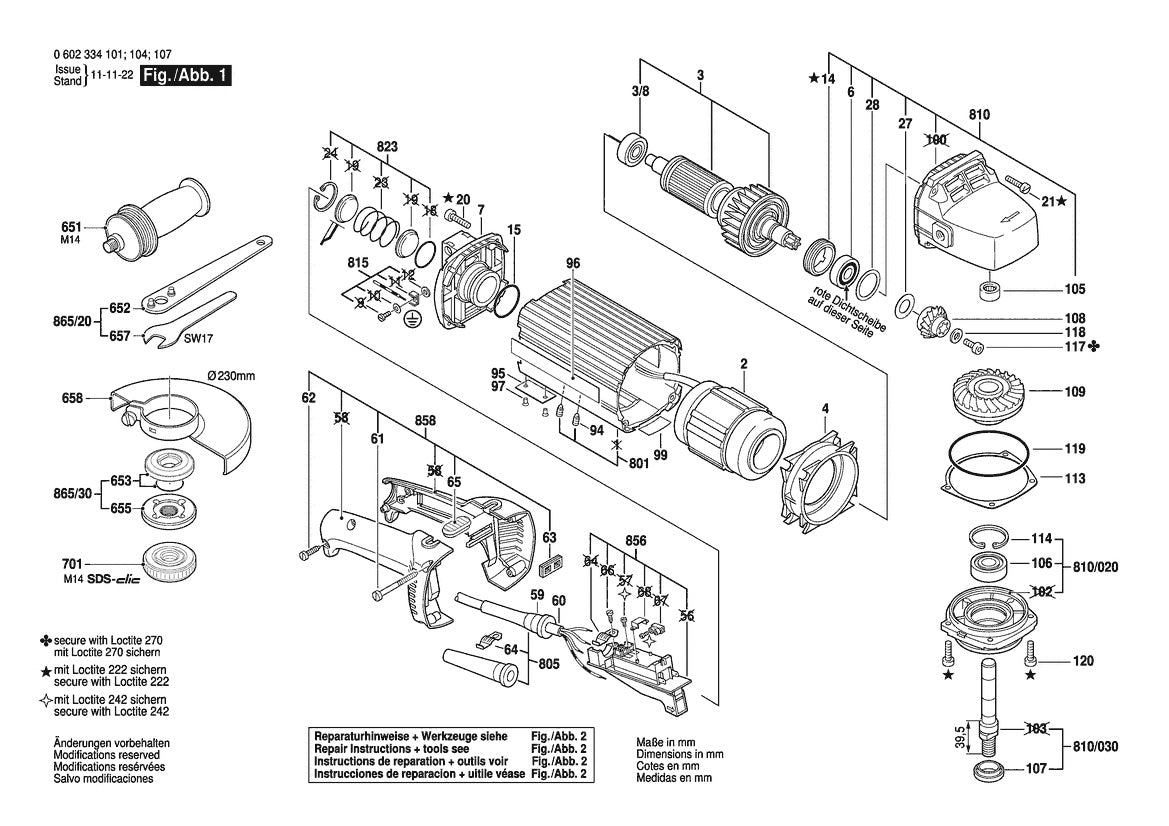 0602334107  Bosch Flat Head Angle Sander Bosch Sander Parts Diagram
