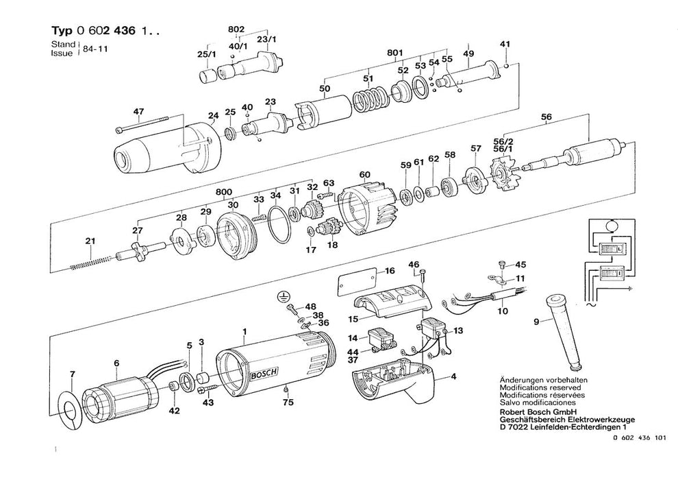 0602436107  Bosch Hf-Impact Wrench Bosch Impact Wrench Parts Diagram