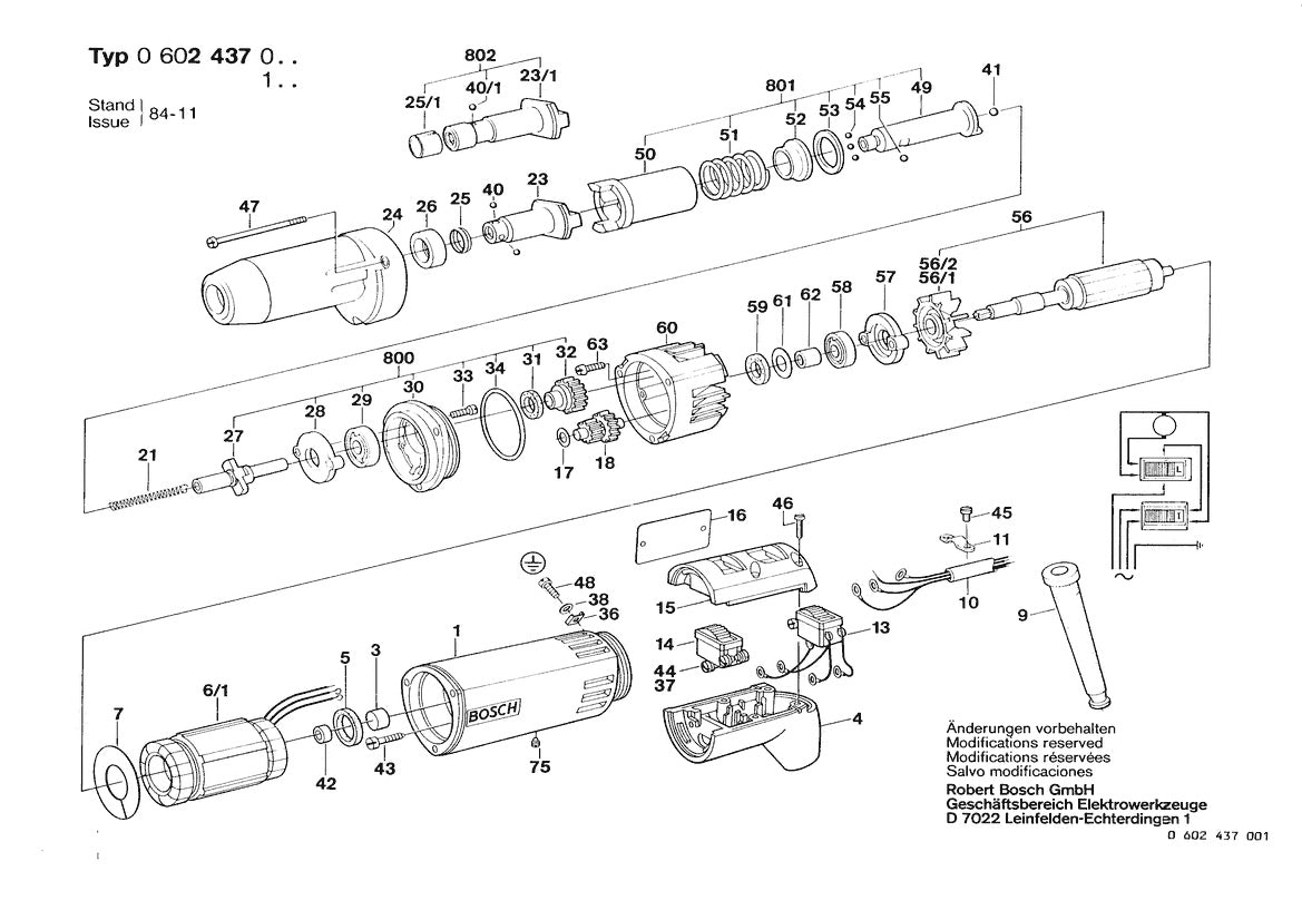 0602437004  Bosch Hf-Impact Wrench Bosch Impact Wrench Parts Diagram