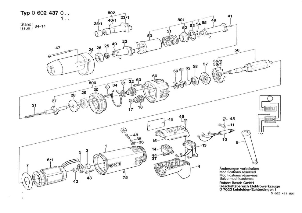 0602437001  Bosch Hf-Impact Wrench Bosch Impact Wrench Parts Diagram