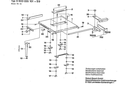 603035101 Bosch Table Saw Parts Diagram