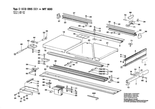 603095001 Bosch Table Saw Parts Diagram
