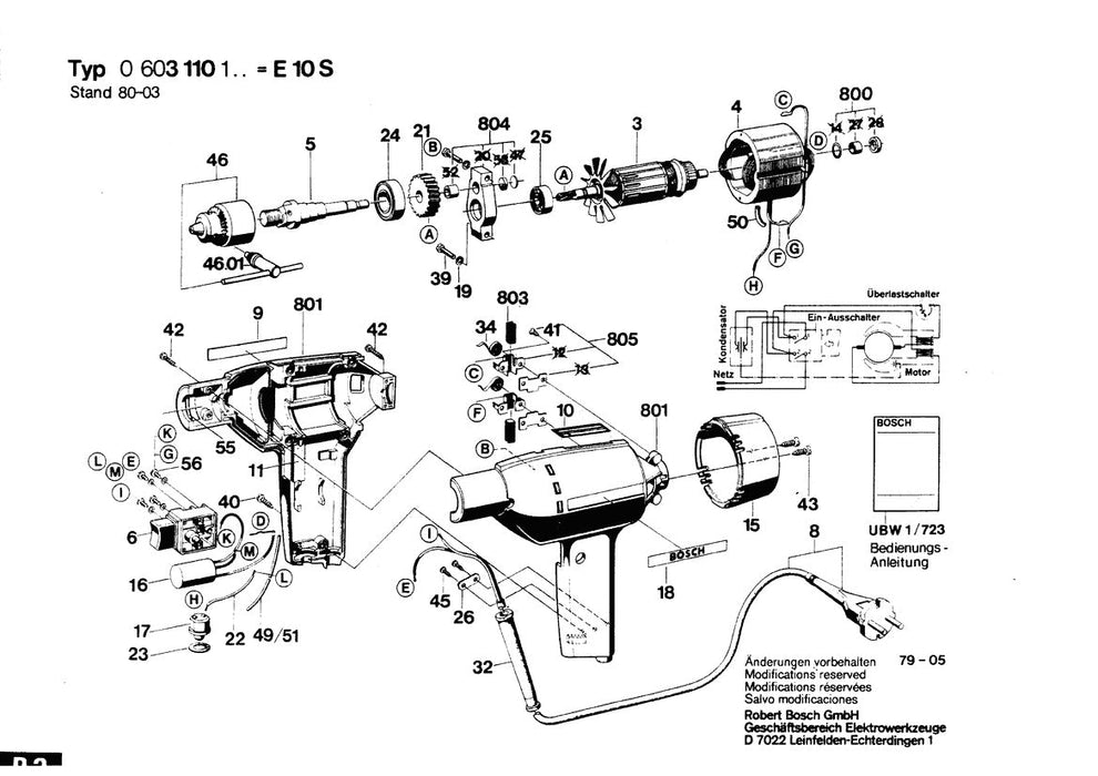 0603110134  Bosch Drill Bosch Electric Drill Parts Diagram