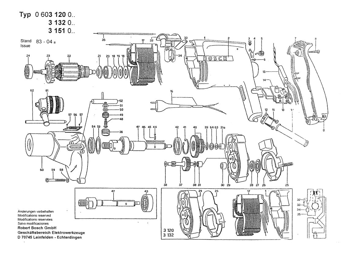 603120034 Bosch Electric Drill Parts Diagram