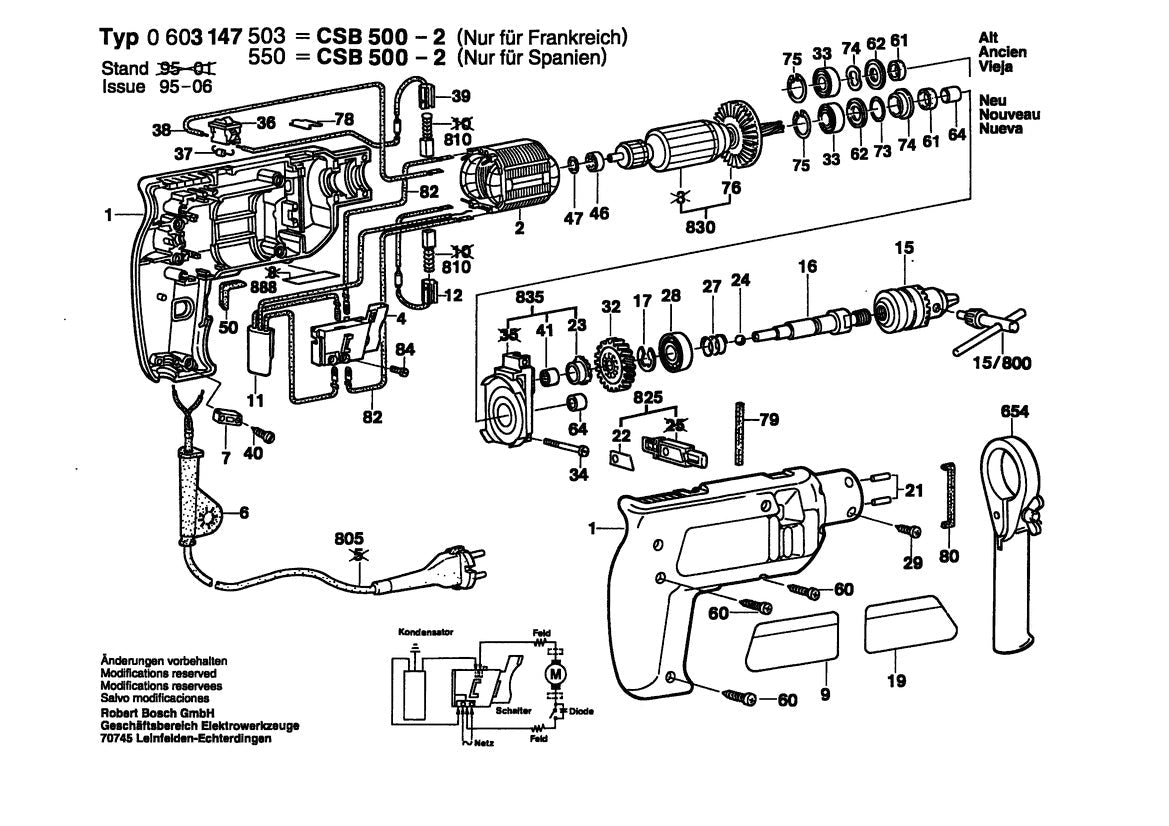603147503 Bosch Electric Drill Parts Diagram