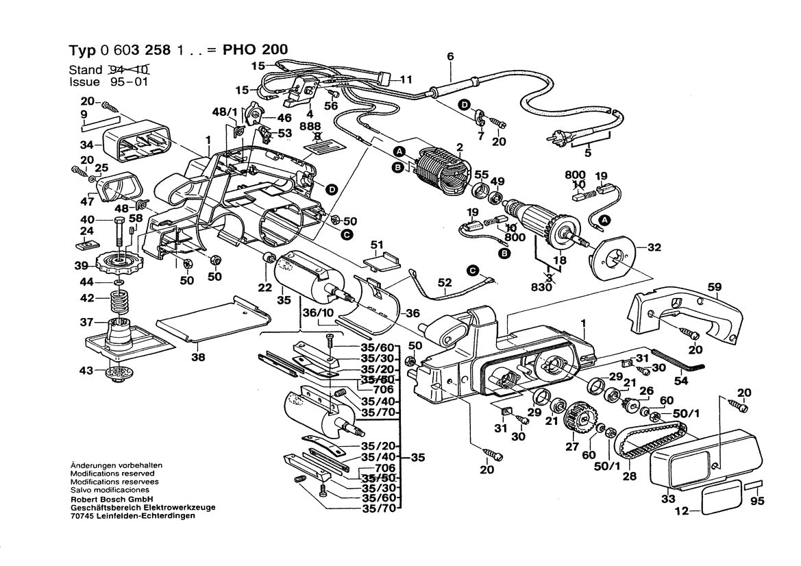 603258139 Bosch Planer Parts Diagram