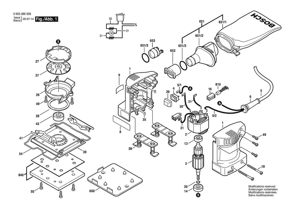 603289035 Bosch Sander Parts Diagram