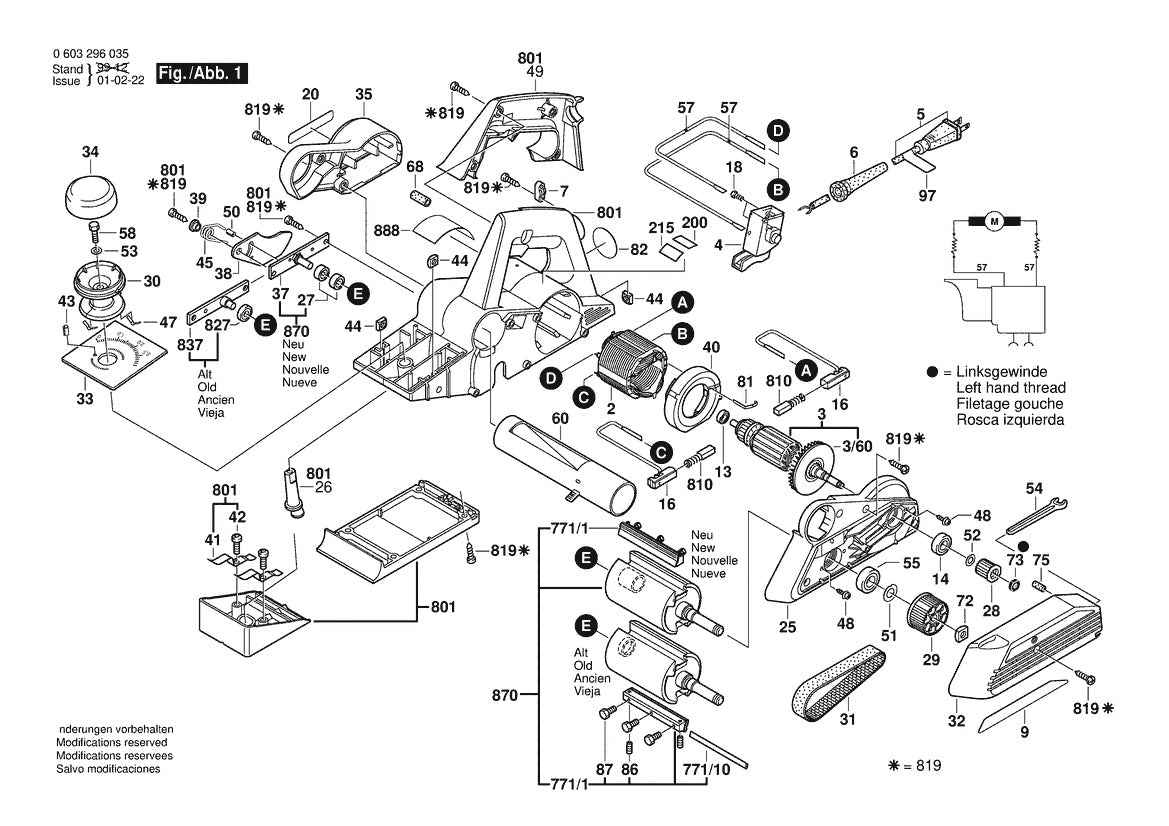 603296035 Bosch Planer Parts Diagram