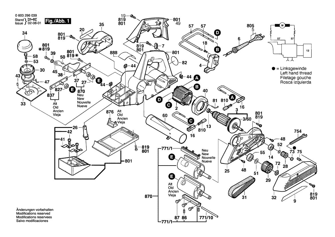 603296039 Bosch Planer Parts Diagram