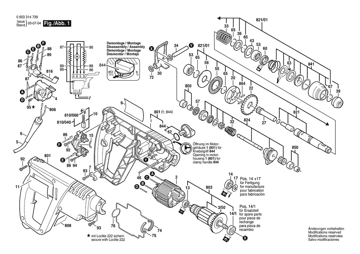 603314739 Bosch Hammer Drill Parts Diagram