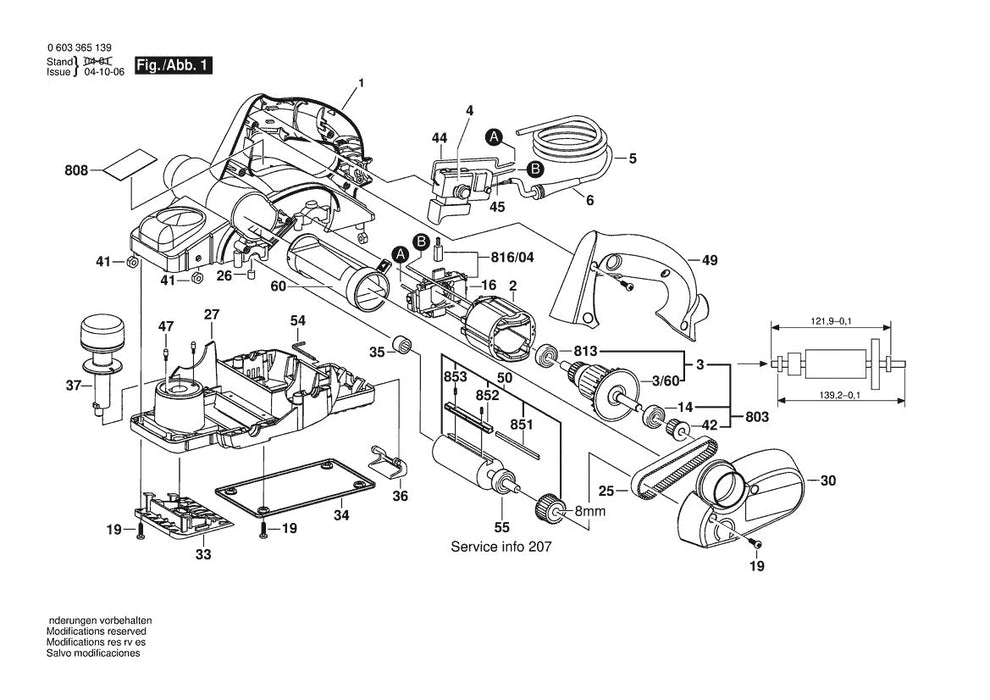 603365139 Bosch Planer Parts Diagram