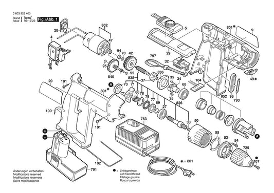 603926434 Bosch Cordless Drill Parts Diagram