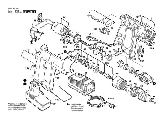 603926634 Bosch Cordless Drill Parts Diagram