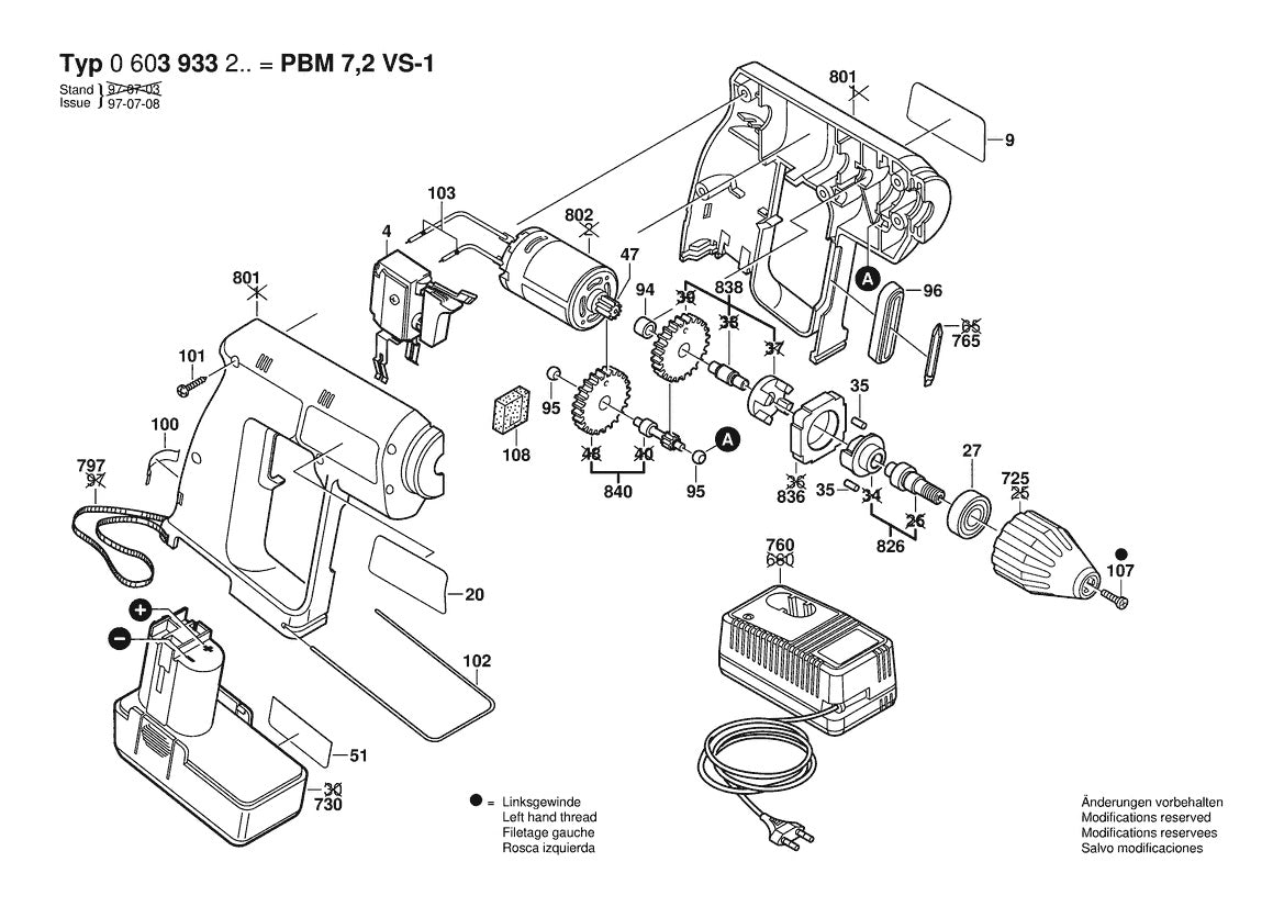 603933234 Bosch Cordless Drill Parts Diagram
