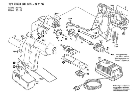 603933335 Bosch Cordless Drill Parts Diagram