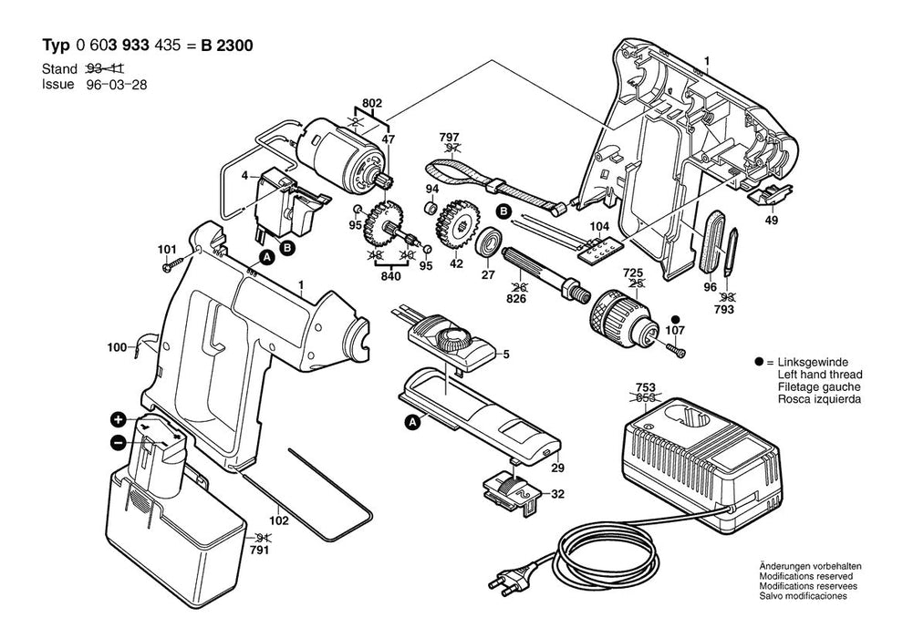 603933435 Bosch Cordless Drill Parts Diagram