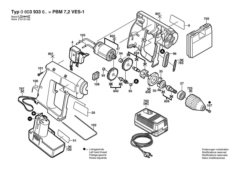 603933634 Bosch Cordless Drill Parts Diagram