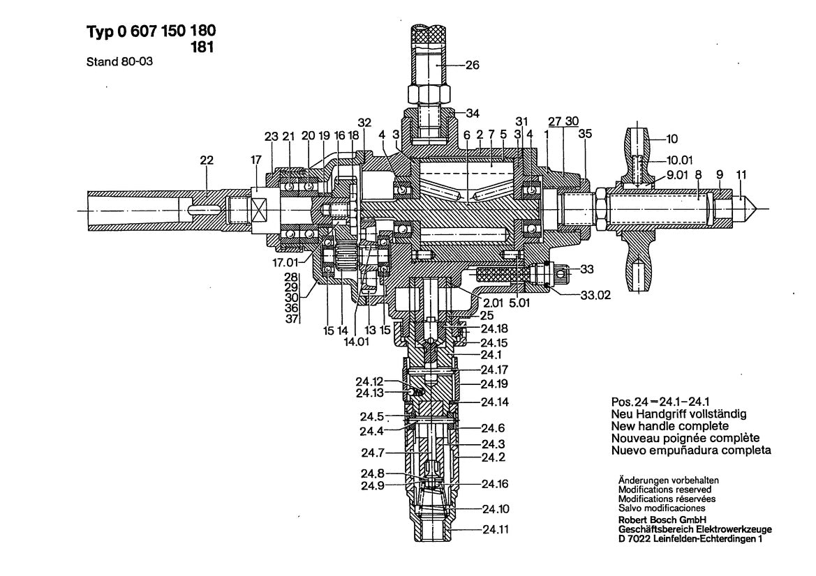 0607150180  Bosch Drill Bosch Electric Drill Parts Diagram