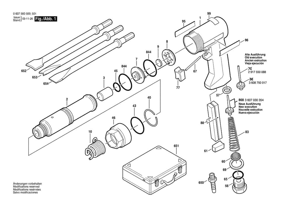 0607560501  Bosch Pn. Chisell. Hammer Set Bosch Hammer Drill Parts Diagram