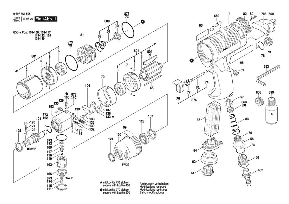 607661505 Bosch Impact Wrench Parts Diagram
