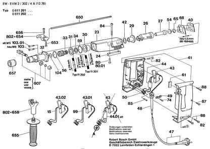 0611201034  Bosch Rotary Hammer Bosch Rotary Hammer Parts Diagram