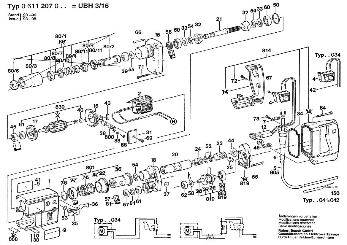 UBH3 Bosch Rotary Hammer Parts Diagram
