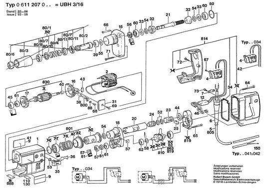 UBH3 Bosch Rotary Hammer Parts Diagram