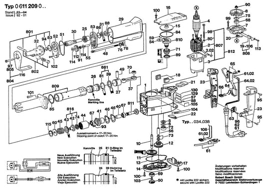 611209034 Bosch Rotary Hammer Parts Diagram