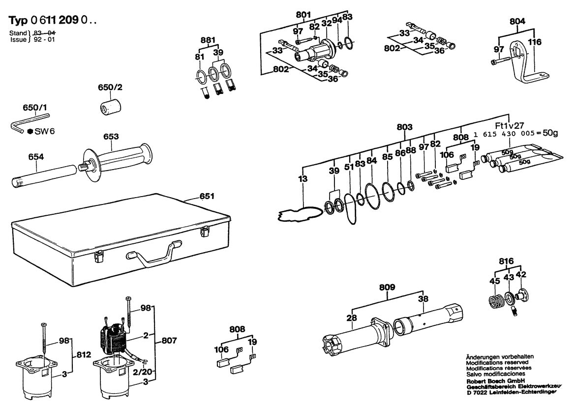 611209034 Bosch Rotary Hammer Parts Diagram