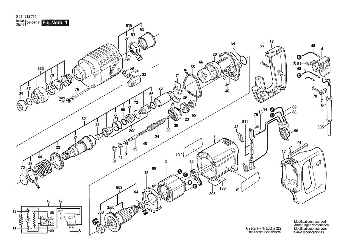 11212VSR (0611212734) Bosch 3 Bosch Rotary Hammer Parts Diagram
