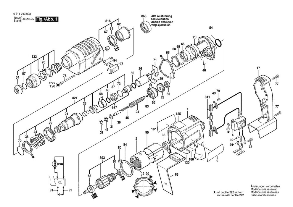 611213003 Bosch Hammer Drill Parts Diagram