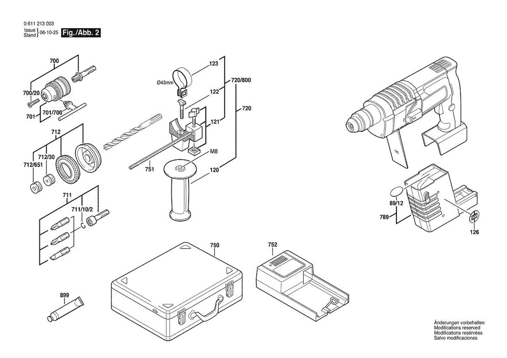 611213025 Bosch Hammer Drill Parts Diagram