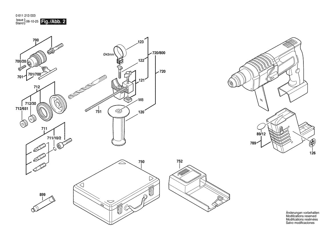 611213003 Bosch Hammer Drill Parts Diagram