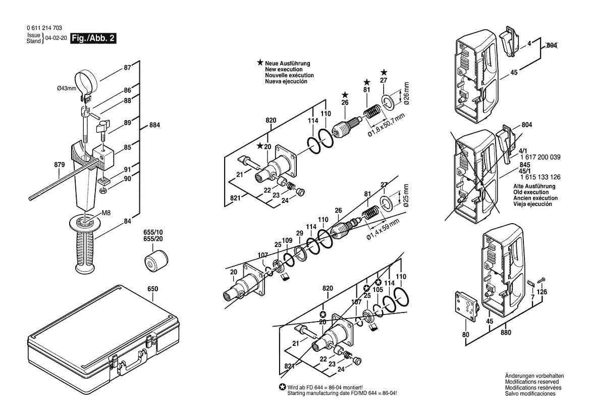 11214VS (0611214739) Bosch 1-3 Bosch Rotary Hammer Parts Diagram