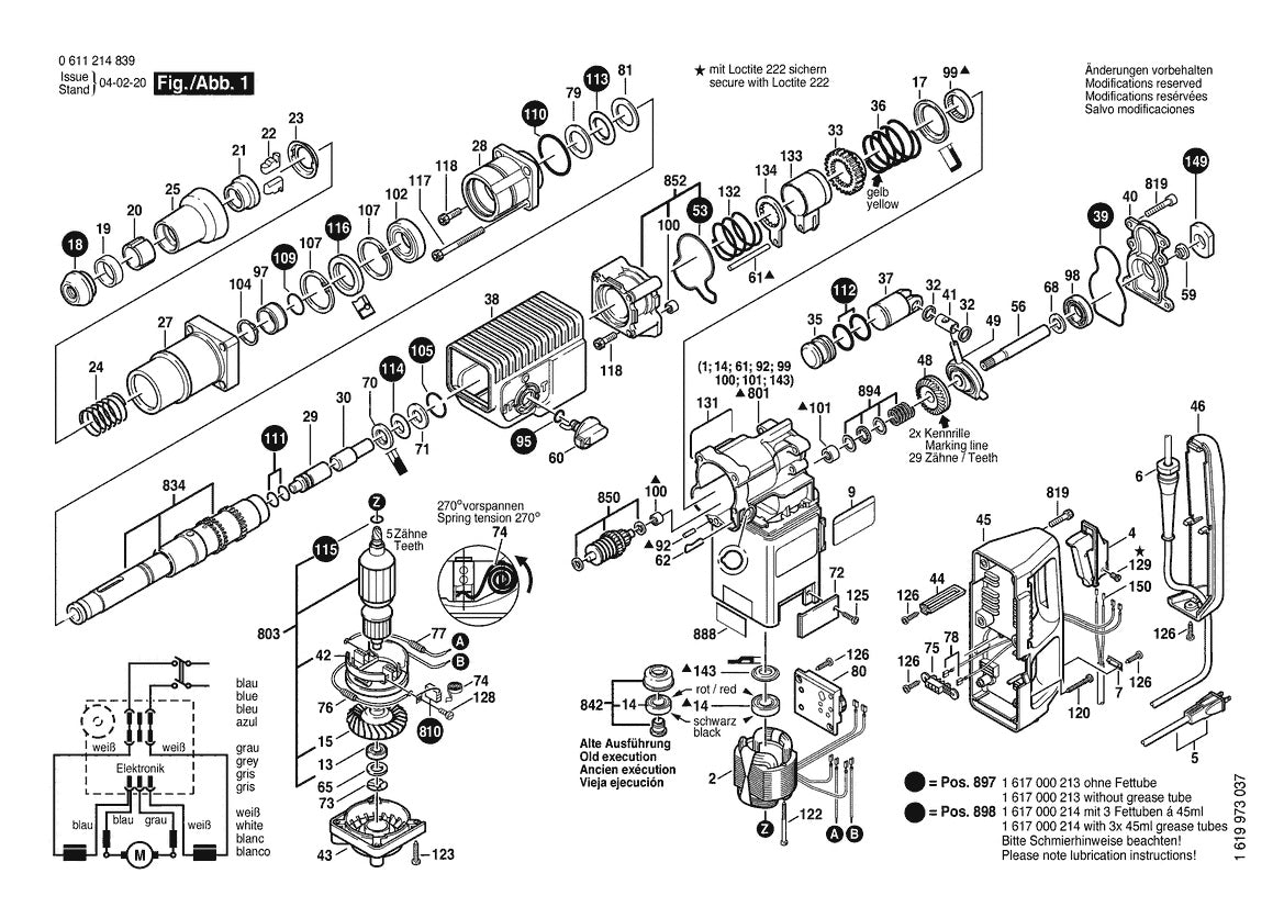 611214839 Bosch Hammer Drill Parts Diagram