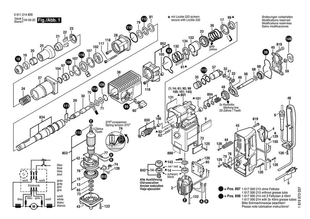 611214839 Bosch Hammer Drill Parts Diagram