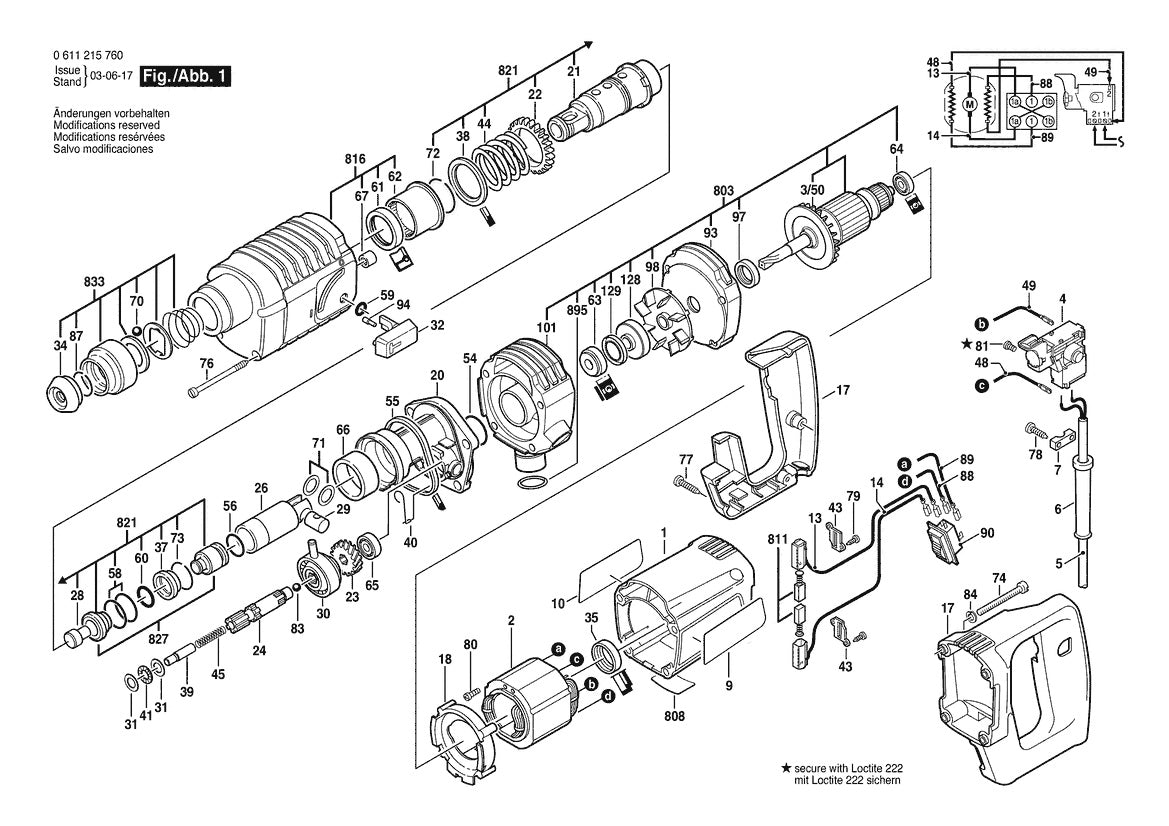 11215DVSR (0611215760) Bosch 3 Bosch Rotary Hammer Parts Diagram
