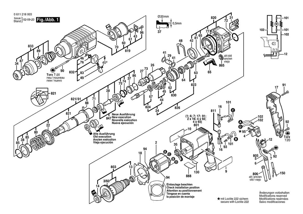 611218039 Bosch Rotary Hammer Parts Diagram