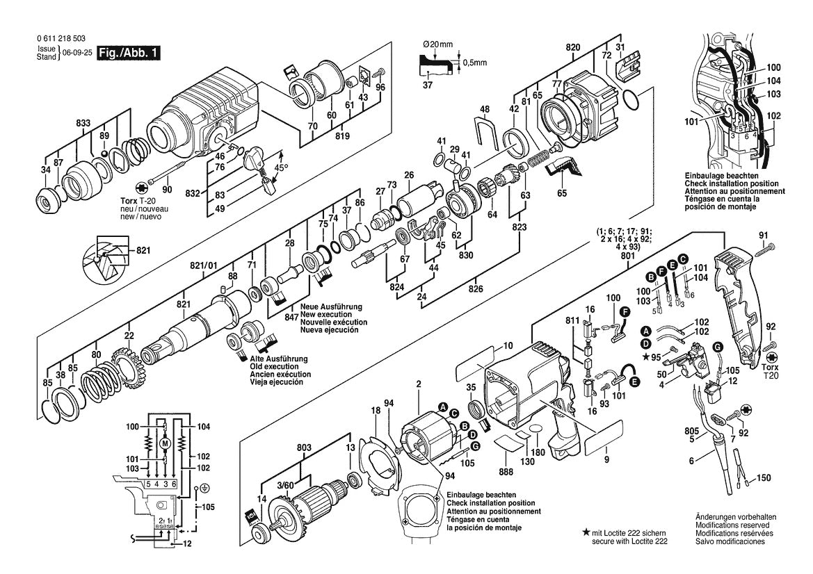 611218534 Bosch Rotary Hammer Parts Diagram